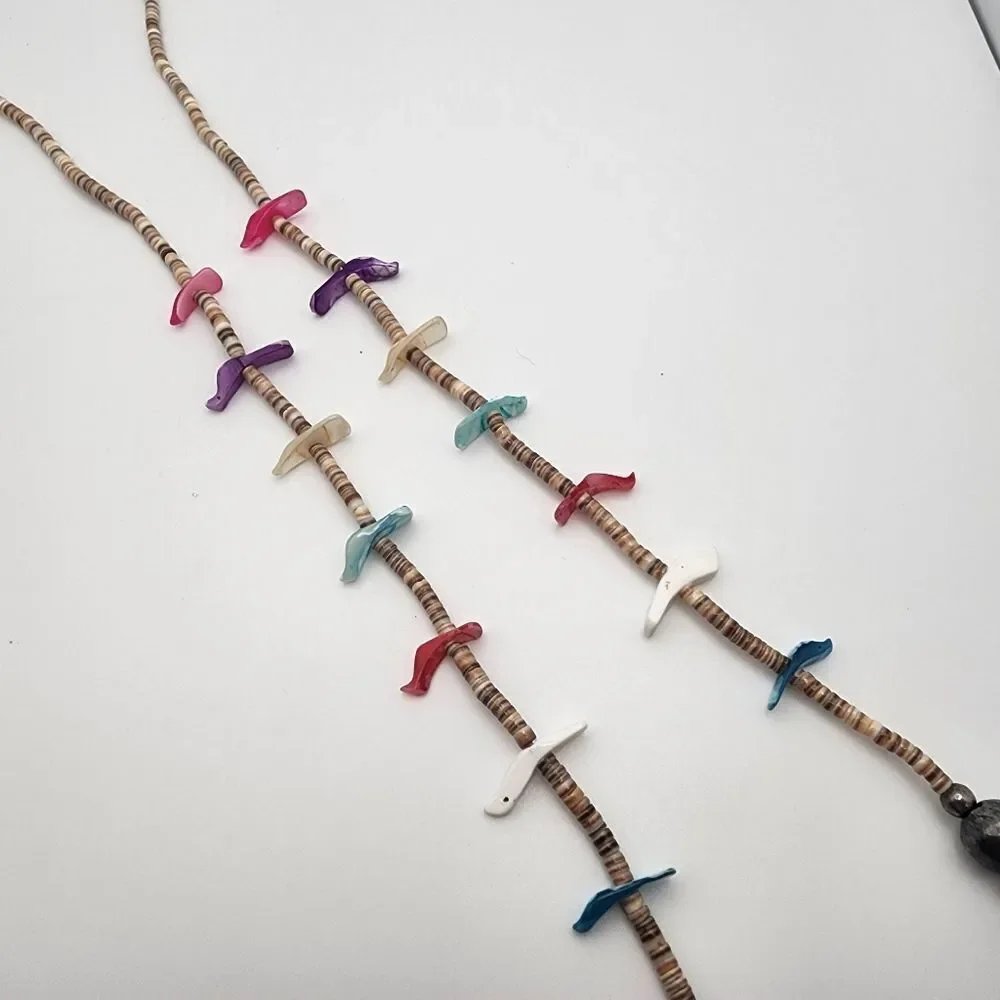 MOP Fetish Bird & Shell Heishi Beads Glasses Chain